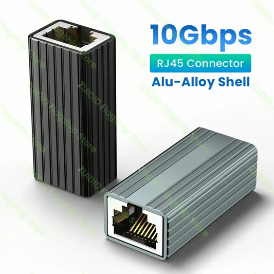 LANケーブルエクステンダー 延長 10Gbps 10ギガ対応、アルミ合金シェルとRJ45コネクタ搭載の高耐久エキスパンダー。高速通信を安定維持。