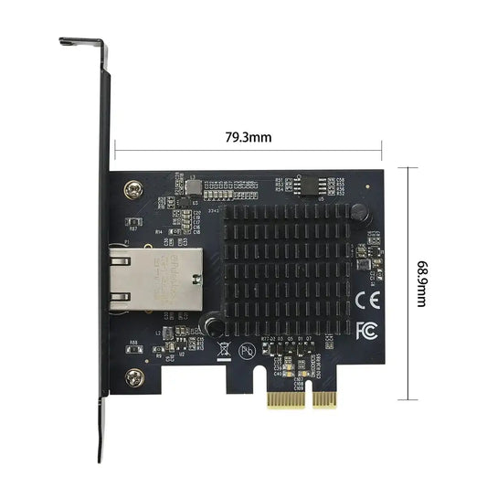 RJ45ポート搭載の10Gネットワークカード IO-PCE1131-GLAN。79.3mm×68.9mmのコンパクト設計で高性能サーバーに最適。